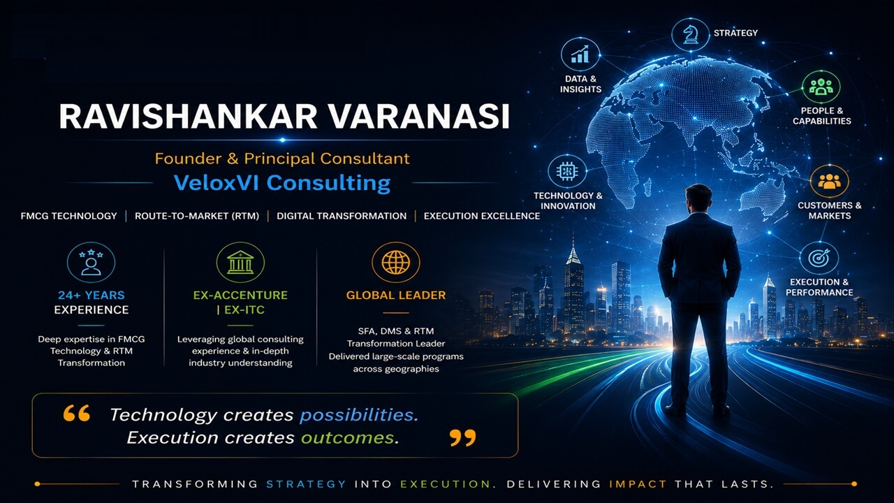 Ravishankar Varanasi - VeloxVI Founder Profile Presentation Card